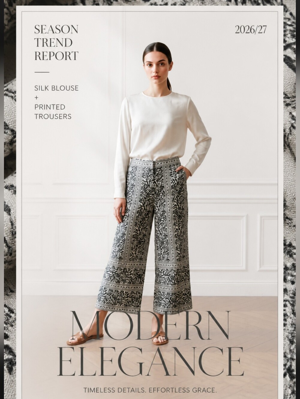 Julia Amory Wide Leg Printed Pants - Green & White